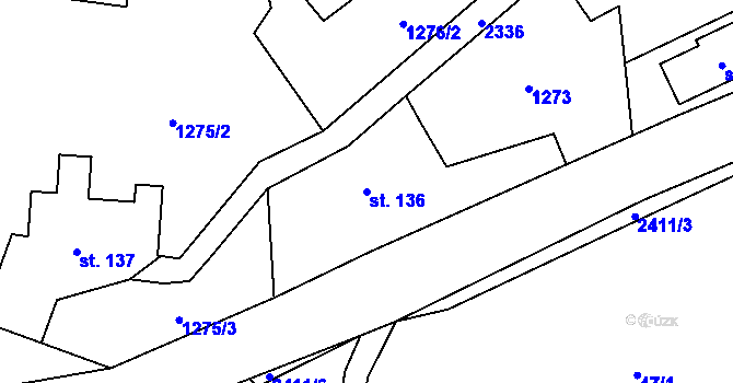 Parcela st. 136 v KÚ Kundratice, Katastrální mapa
