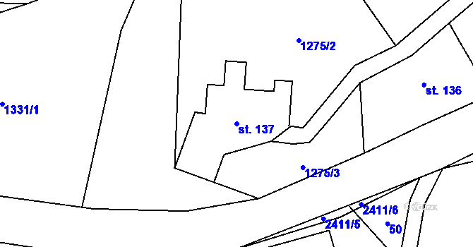 Parcela st. 137 v KÚ Kundratice, Katastrální mapa