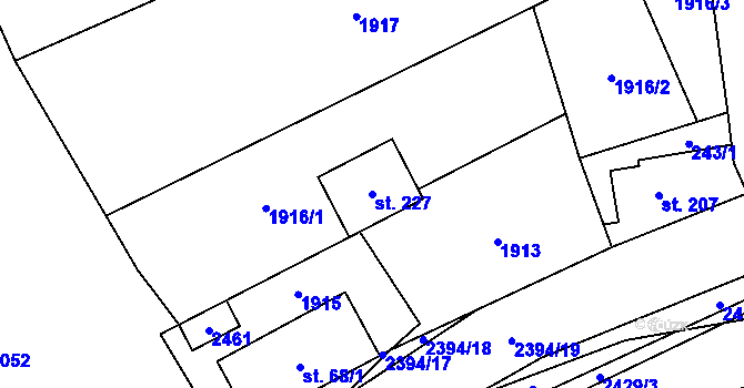Parcela st. 227 v KÚ Kundratice, Katastrální mapa