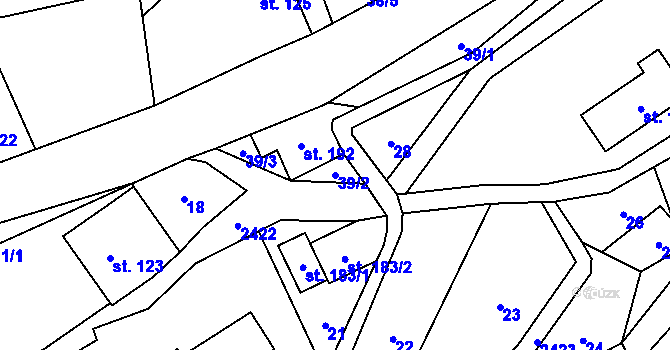 Parcela st. 39/2 v KÚ Kundratice, Katastrální mapa