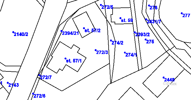 Parcela st. 272/3 v KÚ Kundratice, Katastrální mapa