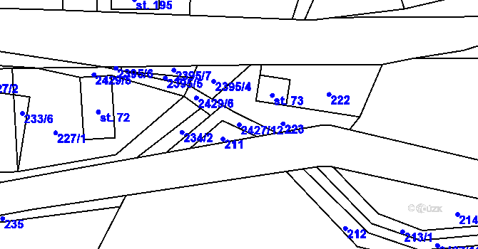 Parcela st. 2427/12 v KÚ Kundratice, Katastrální mapa