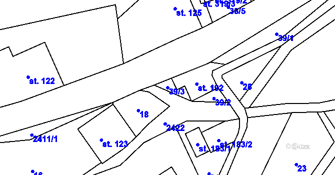 Parcela st. 39/3 v KÚ Kundratice, Katastrální mapa