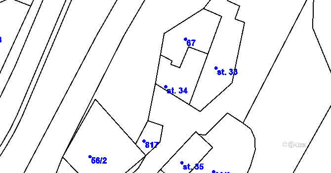 Parcela st. 34 v KÚ Kundratice u Křižanova, Katastrální mapa