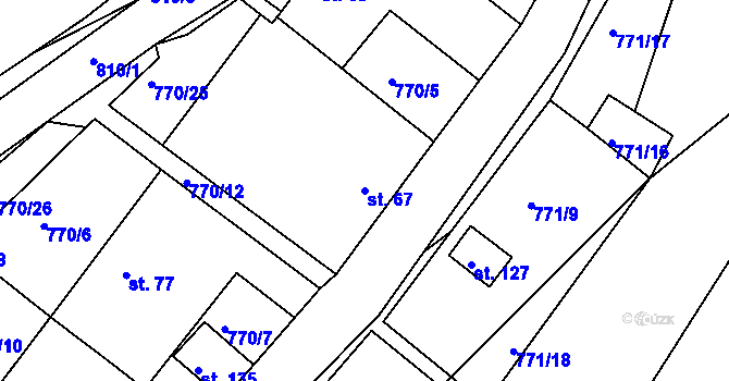 Parcela st. 67 v KÚ Kundratice u Křižanova, Katastrální mapa