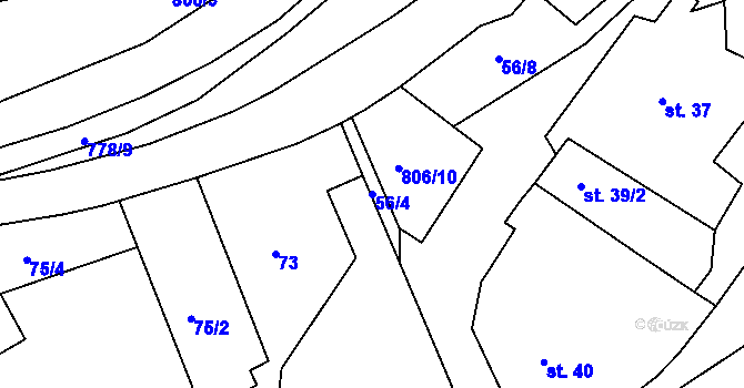 Parcela st. 56/4 v KÚ Kundratice u Křižanova, Katastrální mapa