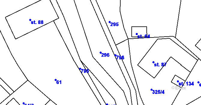 Parcela st. 296 v KÚ Kundratice u Křižanova, Katastrální mapa