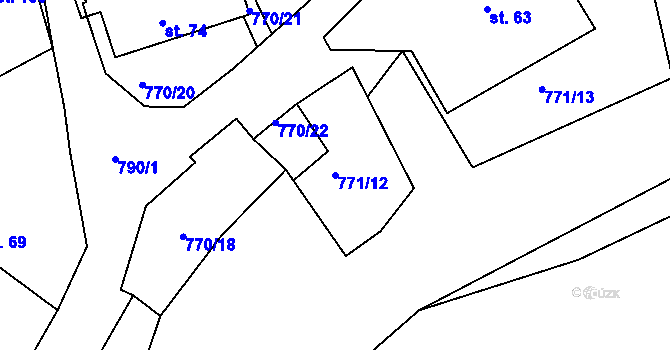Parcela st. 771/12 v KÚ Kundratice u Křižanova, Katastrální mapa