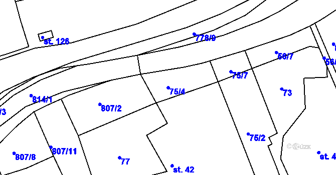 Parcela st. 75/4 v KÚ Kundratice u Křižanova, Katastrální mapa