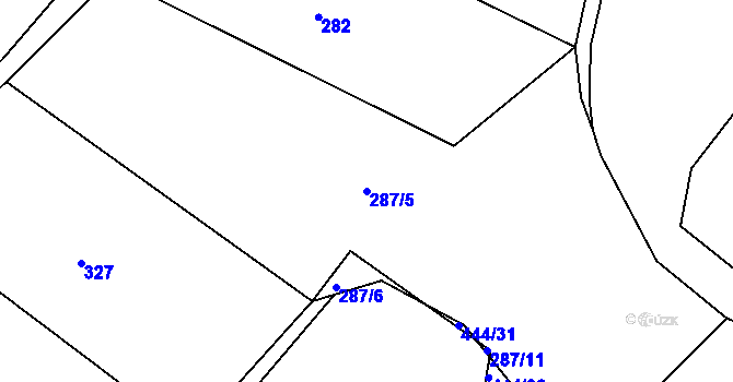 Parcela st. 287/5 v KÚ Kundratice u Křižanova, Katastrální mapa