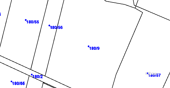 Parcela st. 180/9 v KÚ Kunějovice, Katastrální mapa