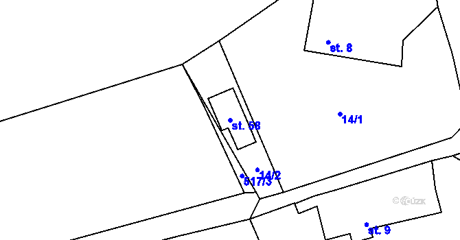 Parcela st. 58 v KÚ Kuní, Katastrální mapa