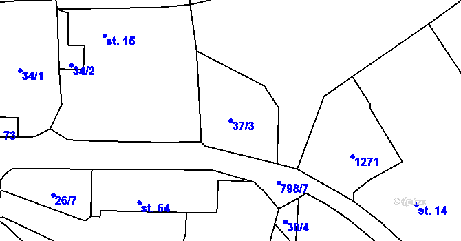 Parcela st. 37/3 v KÚ Kuní, Katastrální mapa