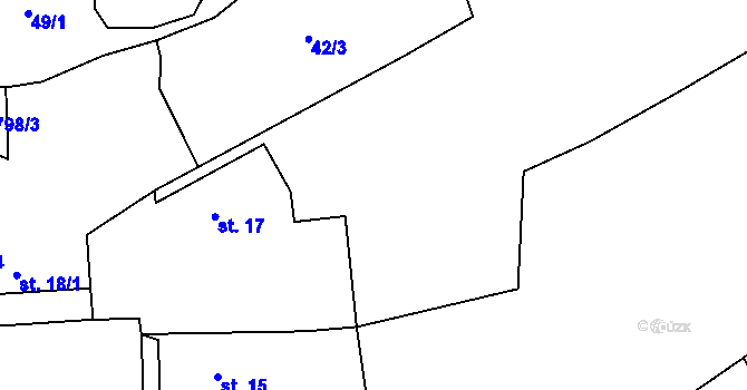 Parcela st. 42/1 v KÚ Kuní, Katastrální mapa