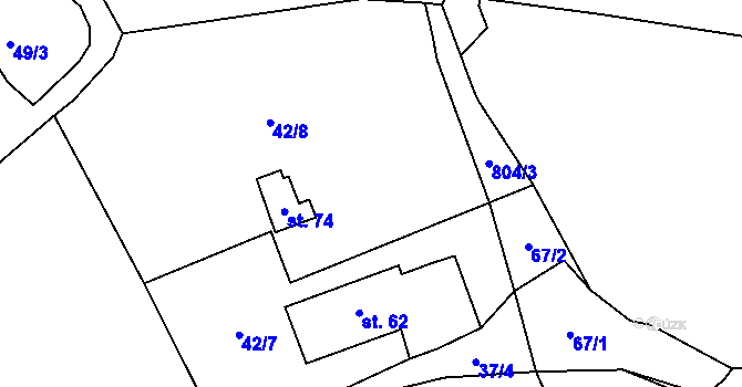 Parcela st. 42/5 v KÚ Kuní, Katastrální mapa