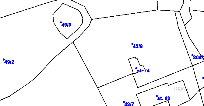 Parcela st. 42/8 v KÚ Kuní, Katastrální mapa