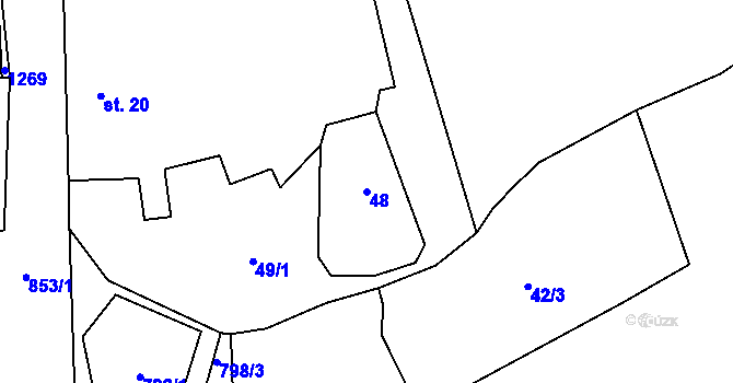 Parcela st. 48 v KÚ Kuní, Katastrální mapa
