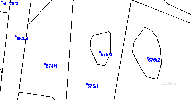 Parcela st. 575 v KÚ Kuní, Katastrální mapa