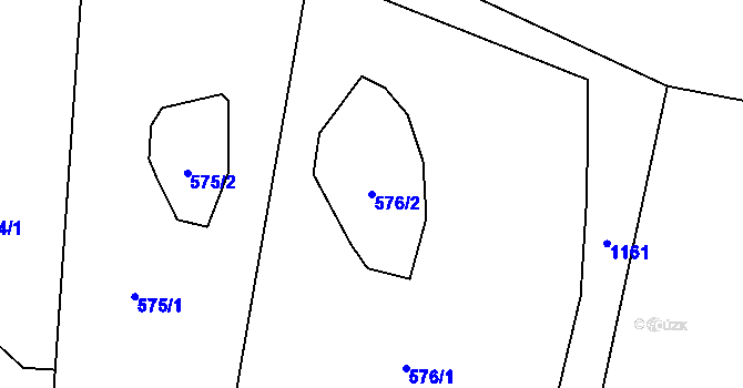 Parcela st. 576/2 v KÚ Kuní, Katastrální mapa
