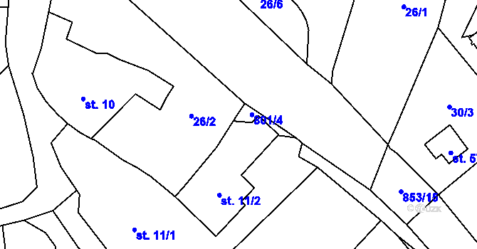 Parcela st. 801/3 v KÚ Kuní, Katastrální mapa