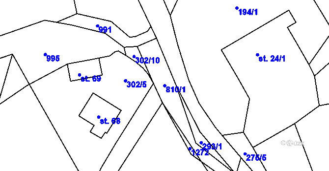 Parcela st. 810/1 v KÚ Kuní, Katastrální mapa