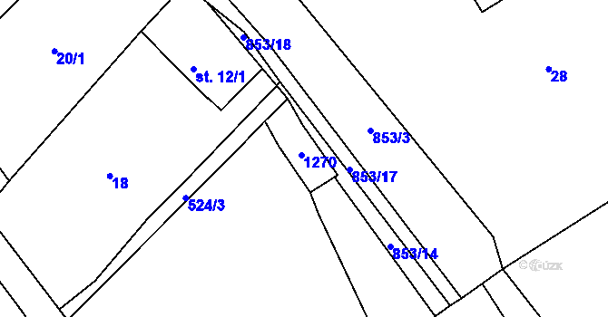 Parcela st. 12/2 v KÚ Kuní, Katastrální mapa