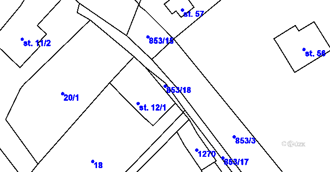 Parcela st. 853/18 v KÚ Kuní, Katastrální mapa