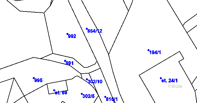 Parcela st. 854/14 v KÚ Kuní, Katastrální mapa