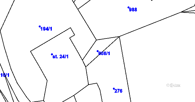 Parcela st. 808/1 v KÚ Kuní, Katastrální mapa