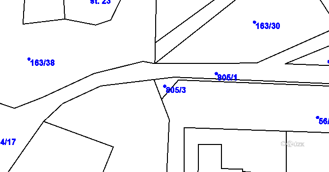 Parcela st. 805/3 v KÚ Kuní, Katastrální mapa