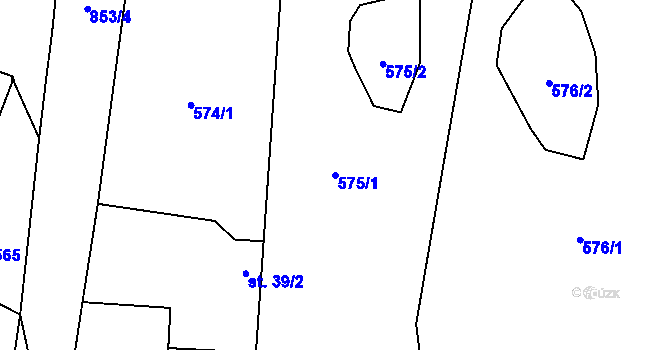 Parcela st. 575/1 v KÚ Kuní, Katastrální mapa