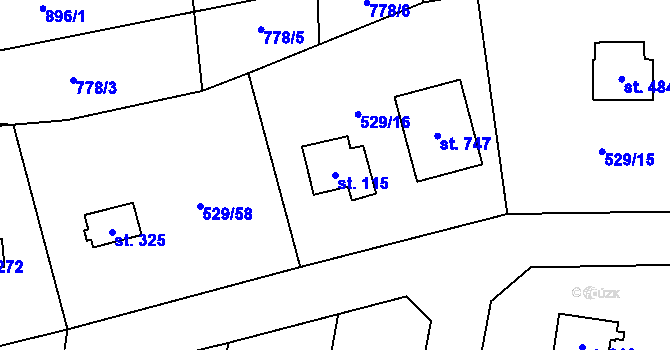 Parcela st. 115 v KÚ Dolní Lomnice u Kunic, Katastrální mapa