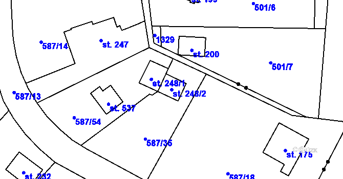Parcela st. 248/2 v KÚ Dolní Lomnice u Kunic, Katastrální mapa