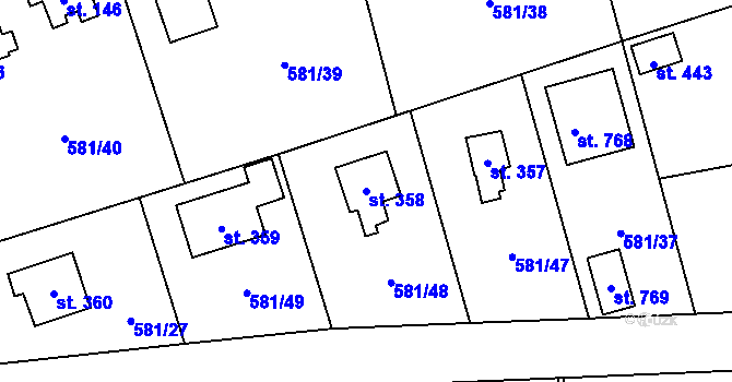 Parcela st. 358 v KÚ Dolní Lomnice u Kunic, Katastrální mapa