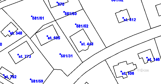 Parcela st. 448 v KÚ Dolní Lomnice u Kunic, Katastrální mapa