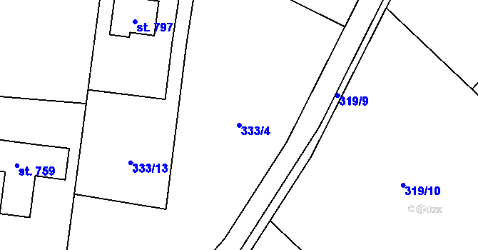 Parcela st. 333/4 v KÚ Dolní Lomnice u Kunic, Katastrální mapa