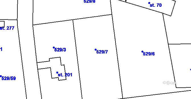 Parcela st. 529/7 v KÚ Dolní Lomnice u Kunic, Katastrální mapa