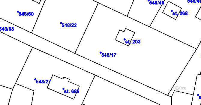 Parcela st. 548/17 v KÚ Dolní Lomnice u Kunic, Katastrální mapa