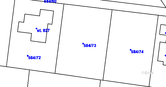 Parcela st. 584/73 v KÚ Dolní Lomnice u Kunic, Katastrální mapa