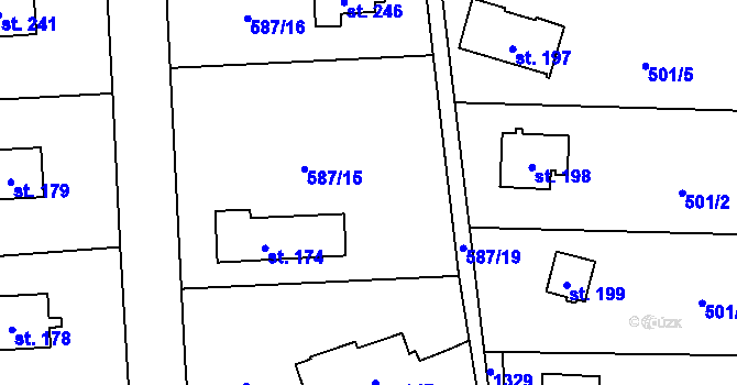 Parcela st. 587/15 v KÚ Dolní Lomnice u Kunic, Katastrální mapa