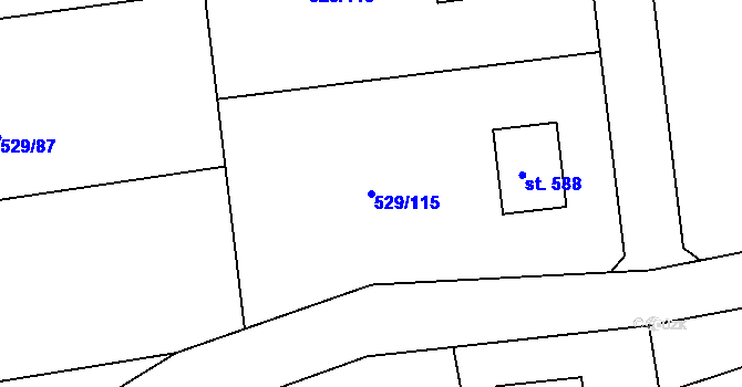 Parcela st. 529/115 v KÚ Dolní Lomnice u Kunic, Katastrální mapa