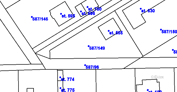 Parcela st. 587/149 v KÚ Dolní Lomnice u Kunic, Katastrální mapa