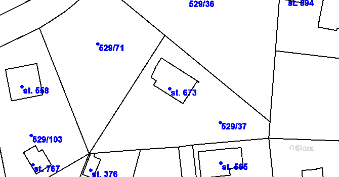 Parcela st. 673 v KÚ Dolní Lomnice u Kunic, Katastrální mapa