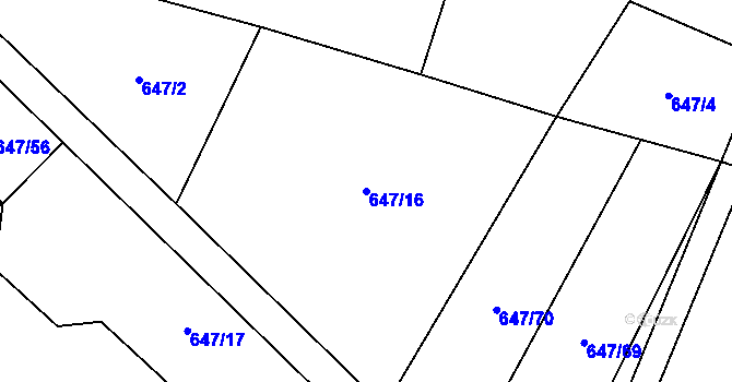 Parcela st. 647/16 v KÚ Kunice u Říčan, Katastrální mapa