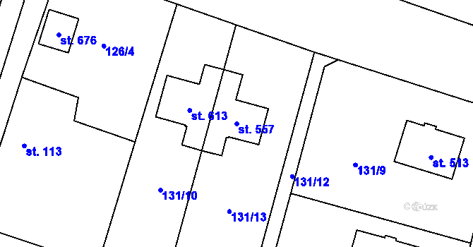 Parcela st. 557 v KÚ Kunice u Říčan, Katastrální mapa