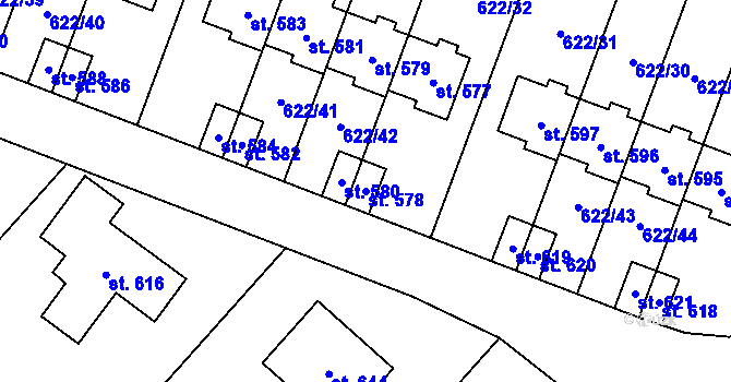 Parcela st. 578 v KÚ Kunice u Říčan, Katastrální mapa