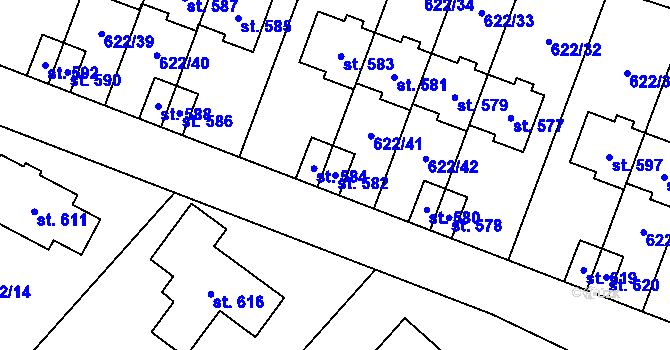 Parcela st. 582 v KÚ Kunice u Říčan, Katastrální mapa