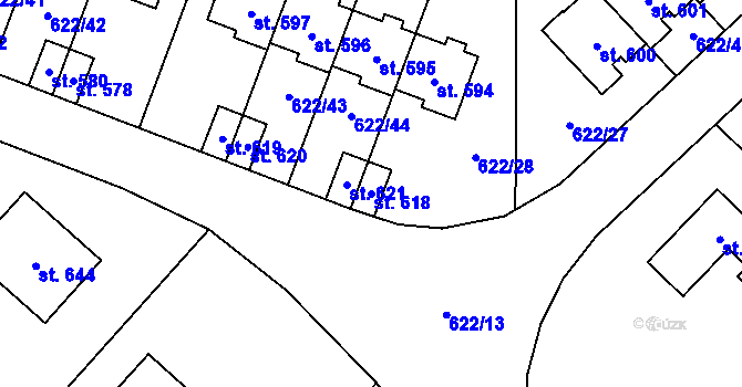 Parcela st. 618 v KÚ Kunice u Říčan, Katastrální mapa