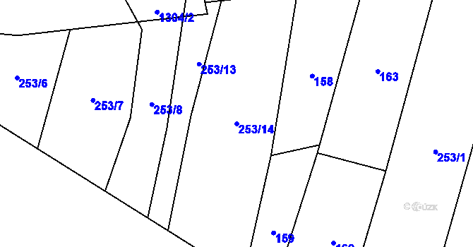 Parcela st. 253/14 v KÚ Kunice u Říčan, Katastrální mapa