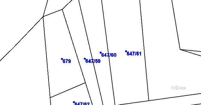 Parcela st. 647/60 v KÚ Kunice u Říčan, Katastrální mapa